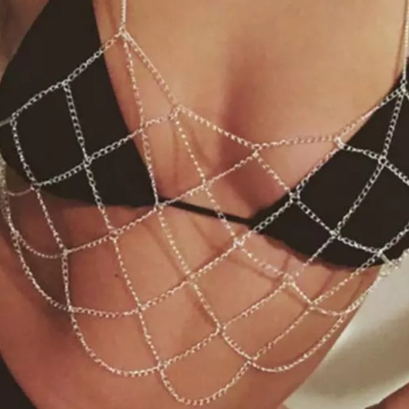 Jewelry - Halter Style Bikini Chain, Silvertone or Goldtone